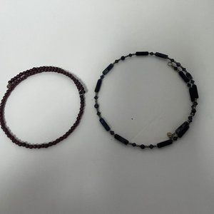 2 Chokers wrap-1 blue & 2 maroon- 1 Tigers eye necklace